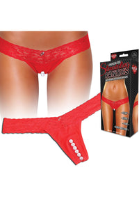 Clitoral Stim Thong W/beads Red S/m