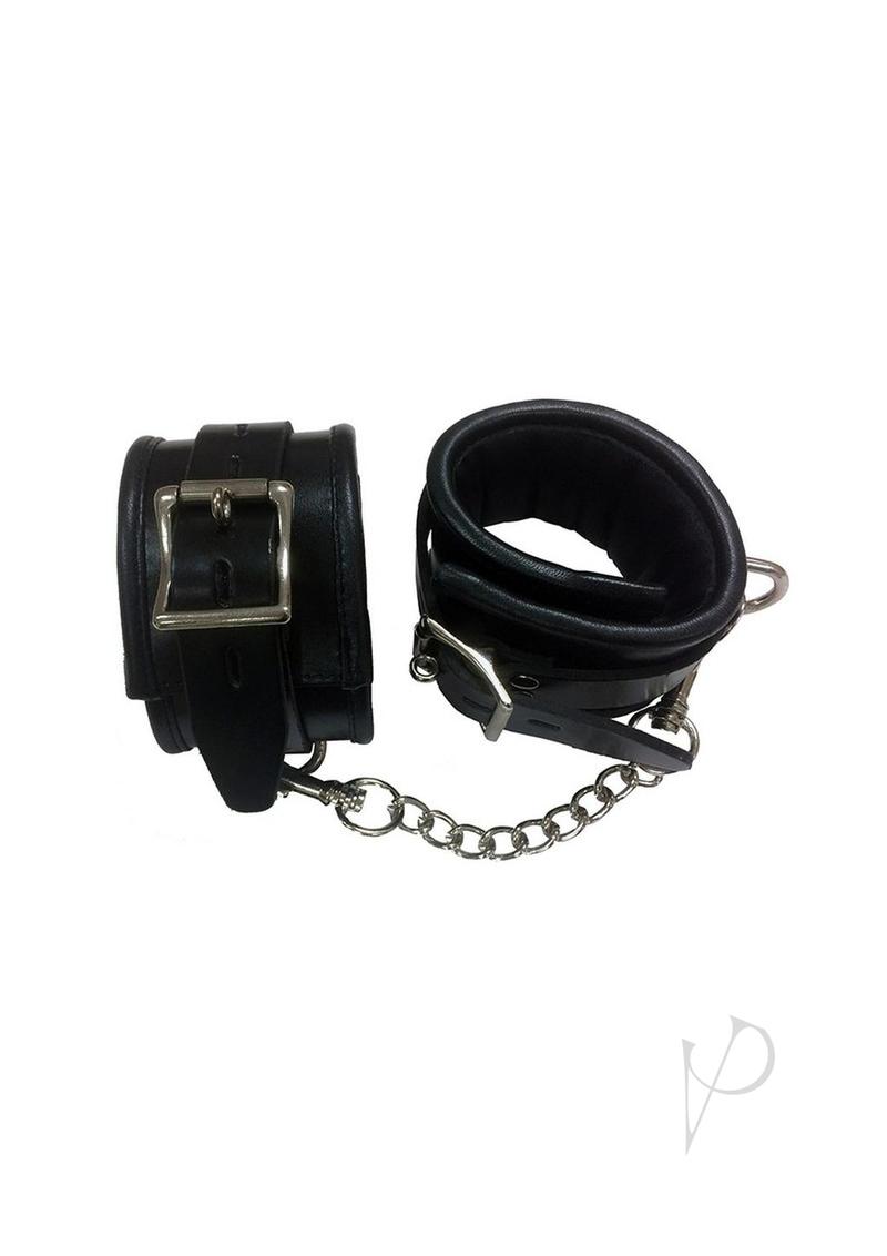 Rouge Black Padded Leather Adjustable Wrist Cuffs