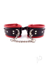 Rouge Black and Red Padded Leather Adjustable Ankle Cuffs