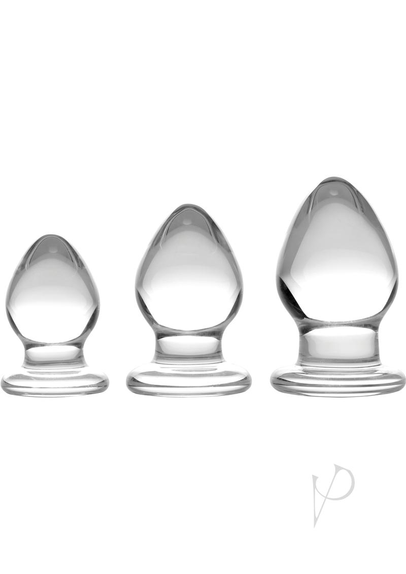 Triplets 3 Piece Glass Anal Plug Kit