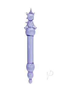 Glass Menage Unicorn Dildo Purple