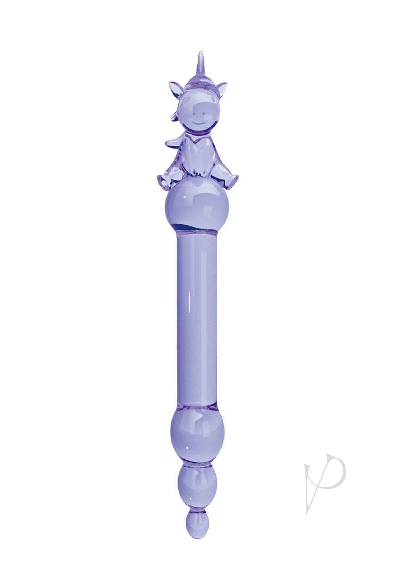 Glass Menage Unicorn Dildo Purple
