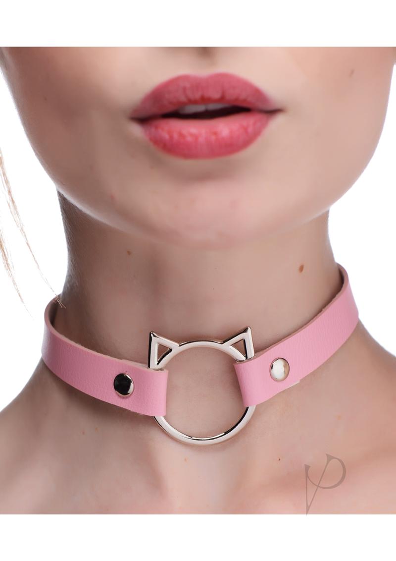 Ms Kinky Kitty Ring Slim Choker Pink