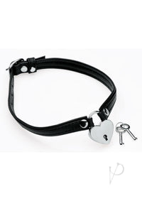 Heart Lock Choker With key Black