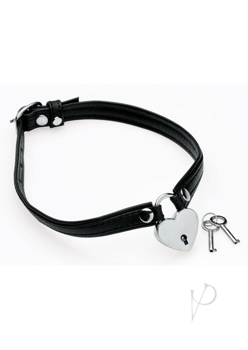 Heart Lock Choker With key Black