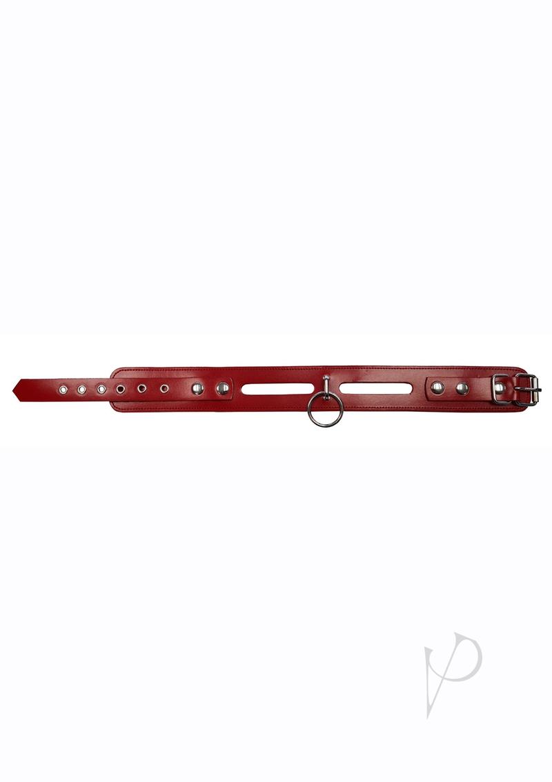 Leather Oring Collar Red