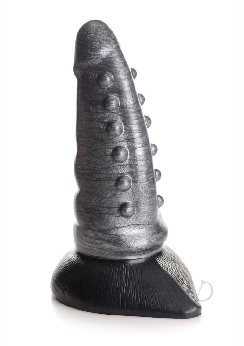 Creature Cocks Beastly Tapered Bumpy Silicone Dildo 8.25in Silver & Black
