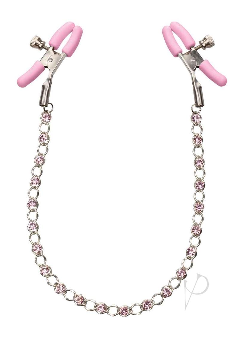 Nipple Play Crystal Chain Clamps Pink