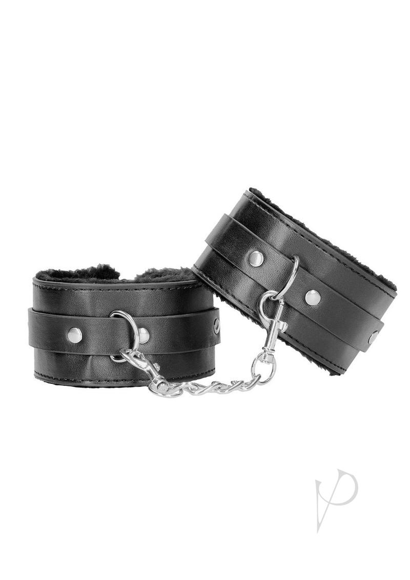 Ouch Plush Bond Leather Ankle Cuffs Blk