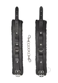 Ouch Plush Bond Leather Ankle Cuffs Blk