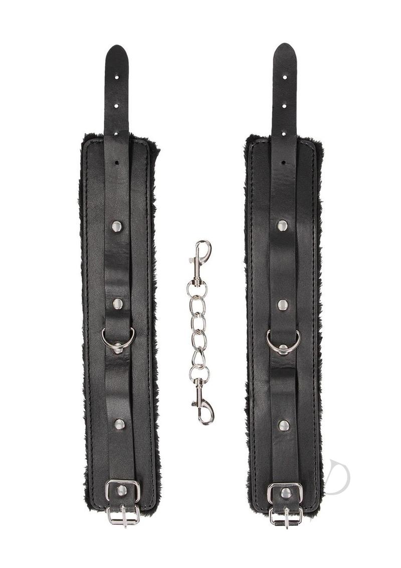 Ouch Plush Bond Leather Ankle Cuffs Blk