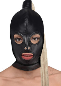 Strict Blonde Ponytail Bondage Hood