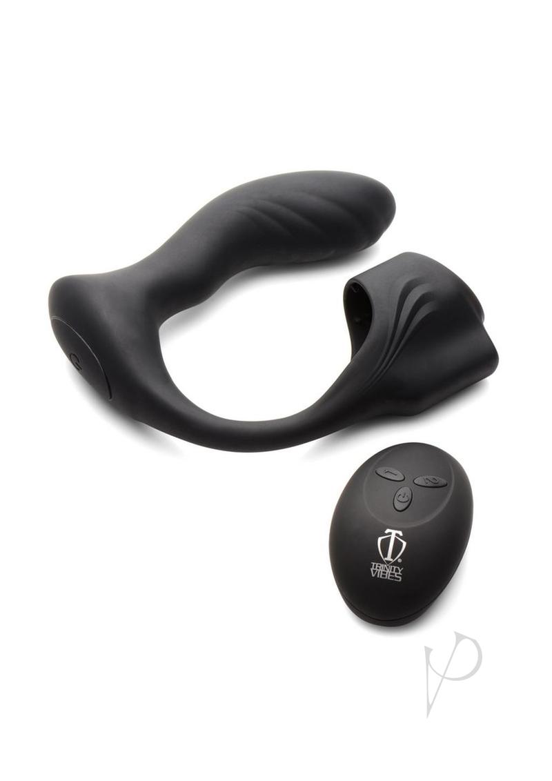 7X Silicone Prostate Plug with Ball Stretcher and Remote Control Black