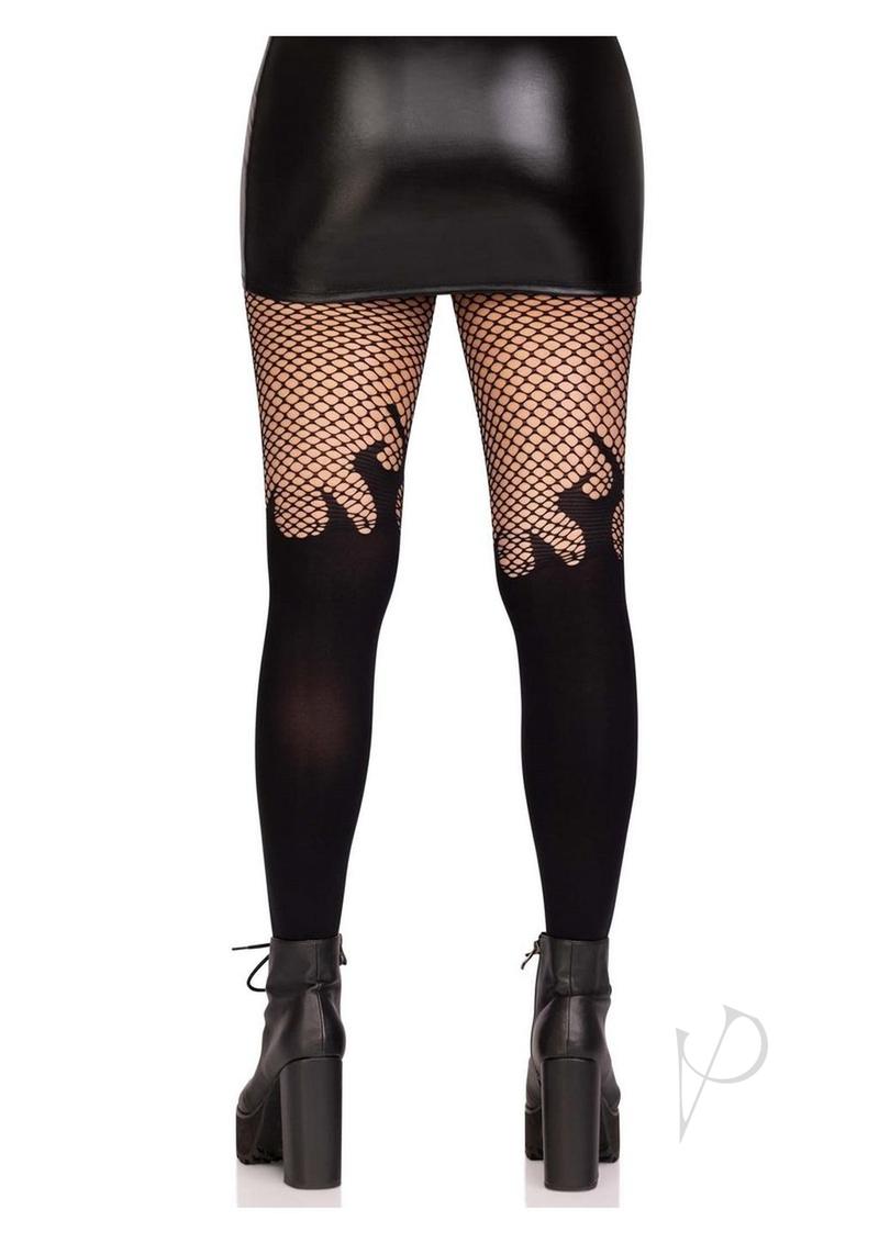 Opaque Flame Tight Fishnet Top Os Blk