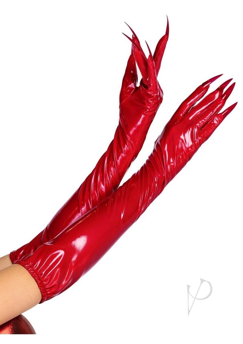 Vinyl Claw Gloves Lg Red