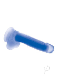 Lollicock Glow in the Dark Silicone Dildo with Balls 7in Blue