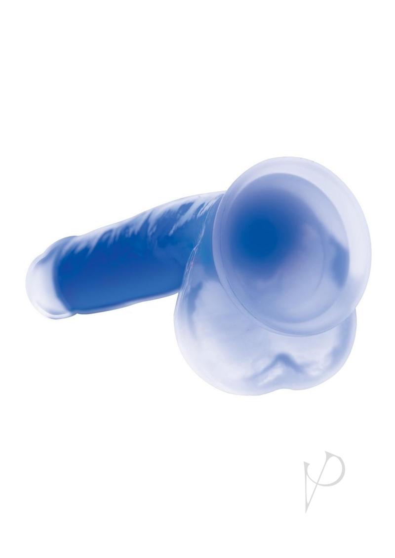 Lollicock Glow in the Dark Silicone Dildo with Balls 7in Blue
