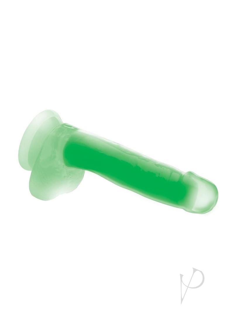 Lollicock Glow in the Dark Silicone Dildo with Balls 7in Green