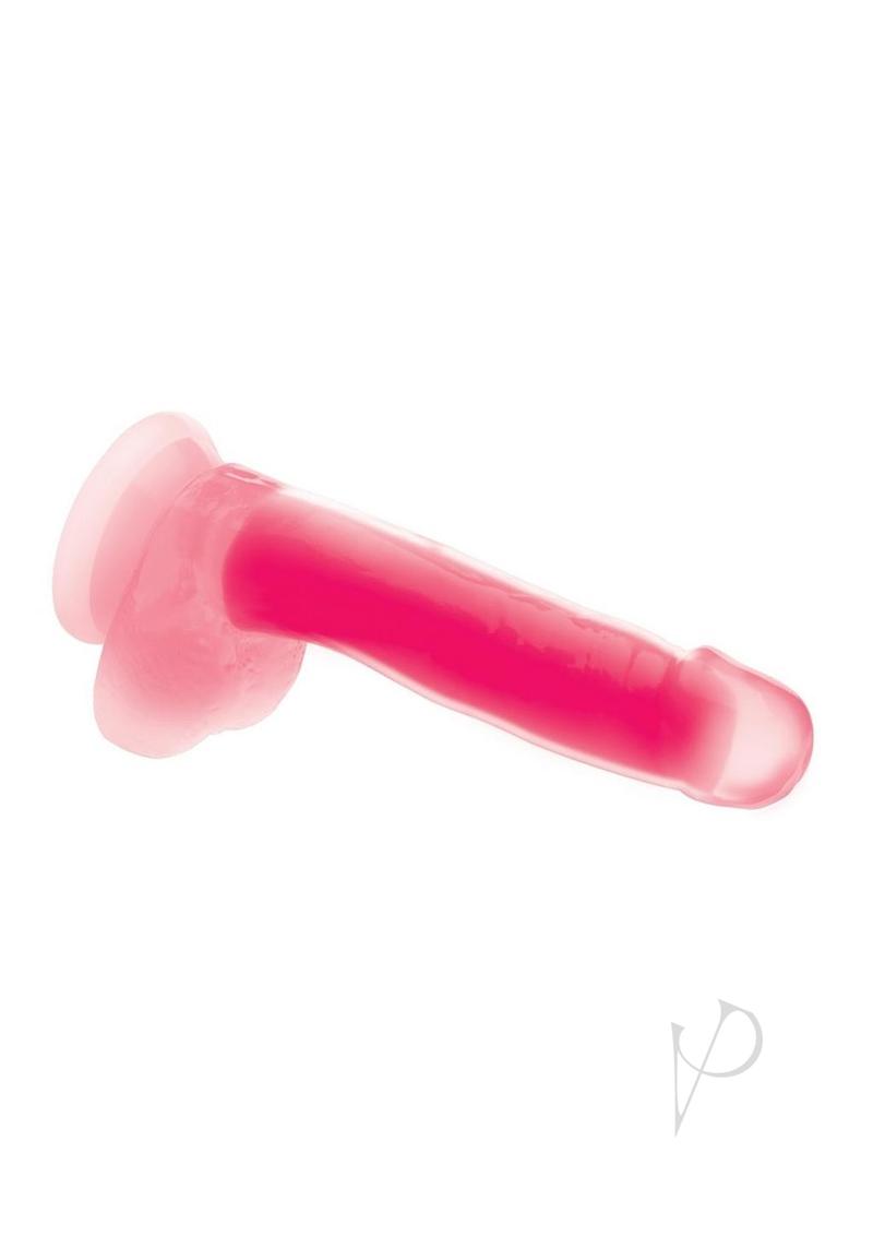 Lollicock Glow in the Dark Silicone Dildo with Balls 7in Pink
