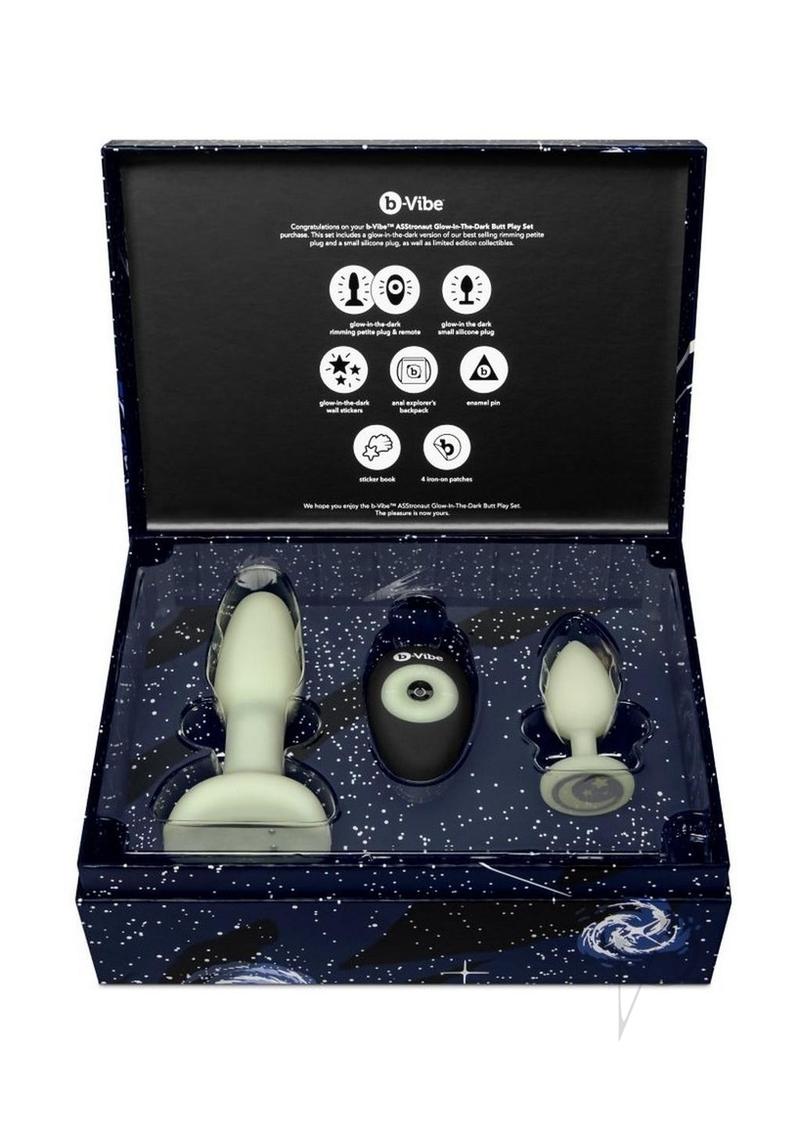 B-Vibe Asstronaut Glow in the Dark Rechargeable Silicone Anal Play Set with Remote