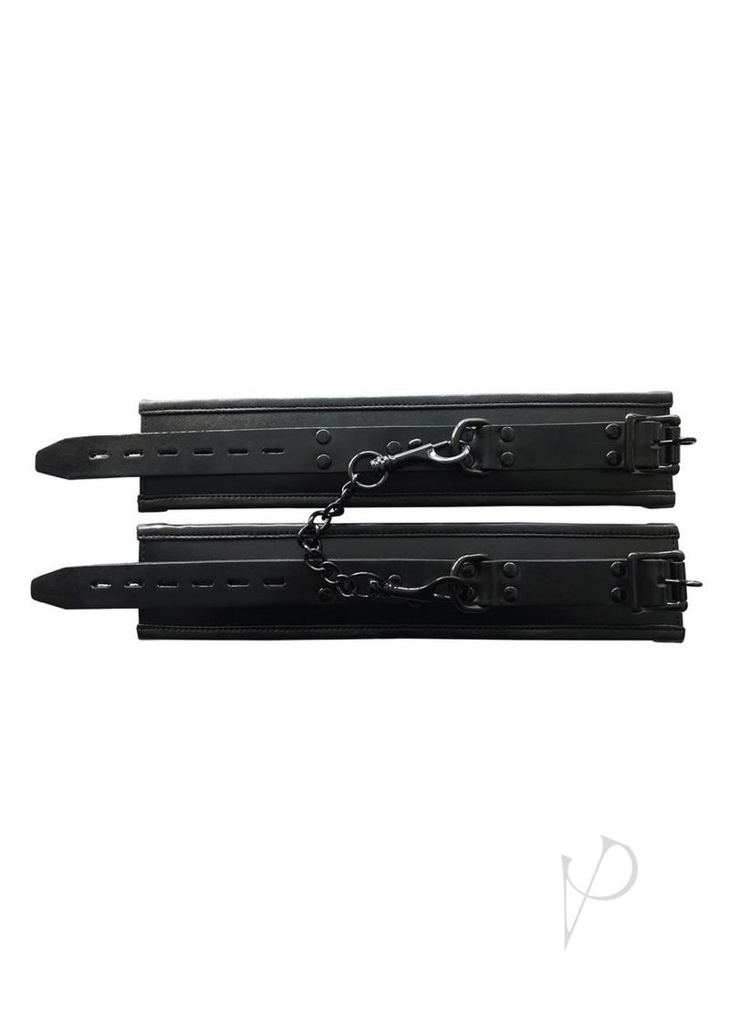 Padded Leather Wrist Cuffs Black