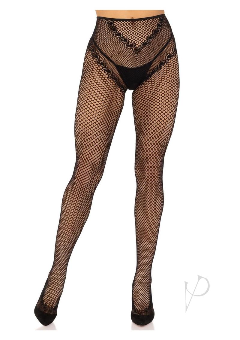 French Crotch Fishnet Tight Heart Os Blk