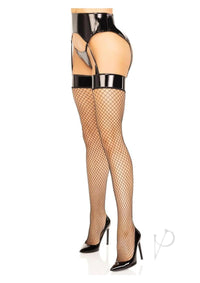 Vinyl Garter Net Stock Gstring Md/lg Blk