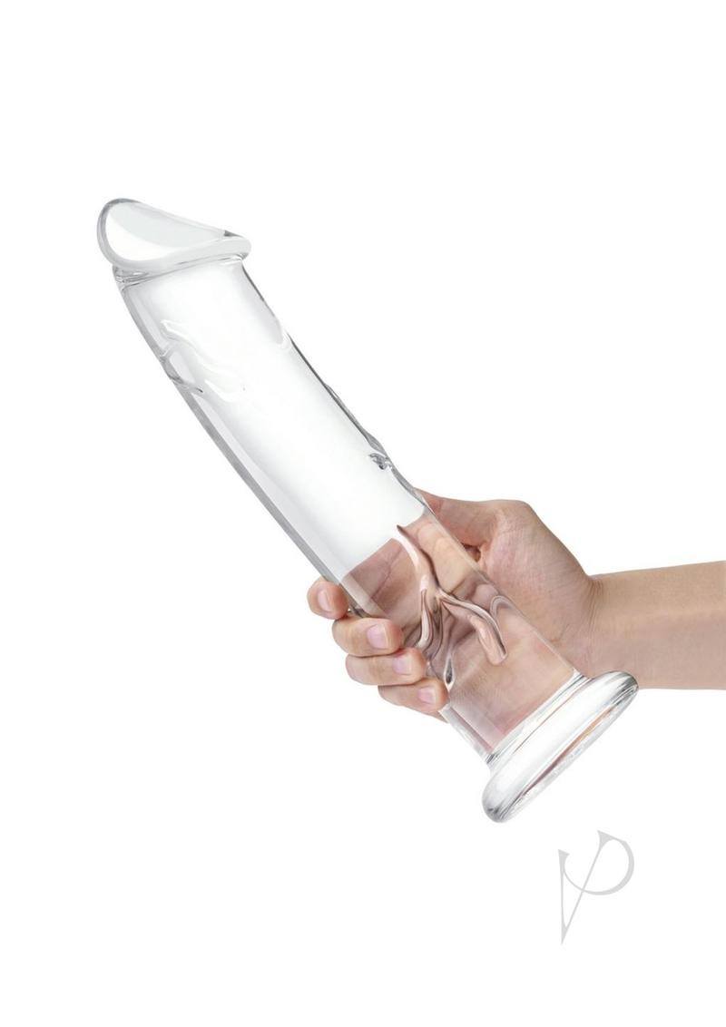 Dildo W/veins Flat Base Glass 12
