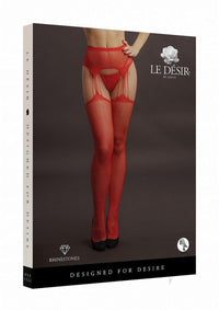 Suspender Rhinestone Pantyhose Os Red