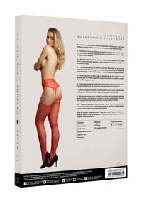 Suspender Rhinestone Pantyhose Os Red