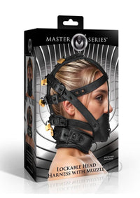 Ms Lockable Head Harness Muzzle Blk