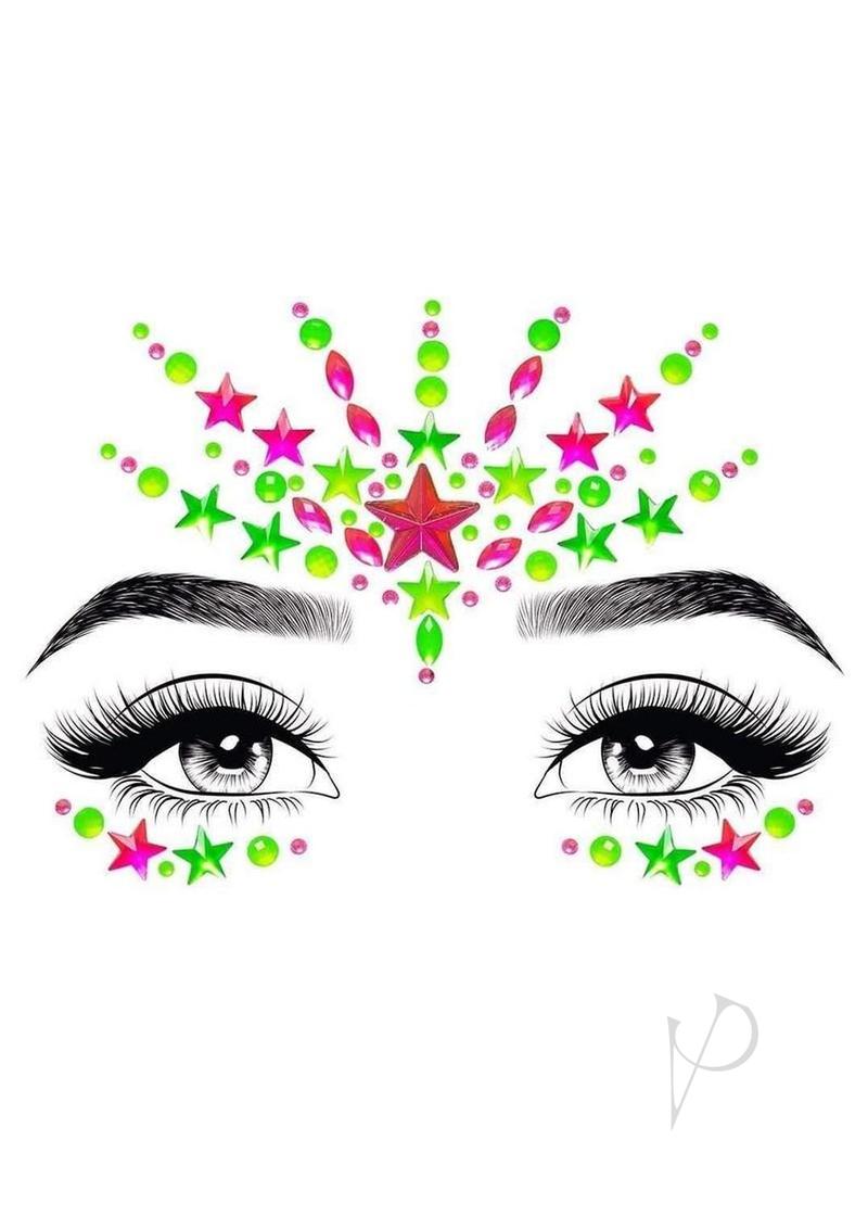 Vibe Neon Face Jewel Sticker Glitter 2pk