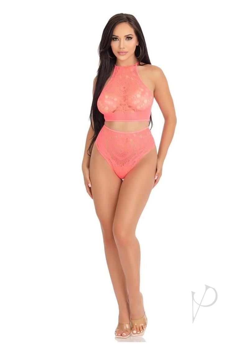 Crochet Halter Strap Thong 2pc Sm/md Orn