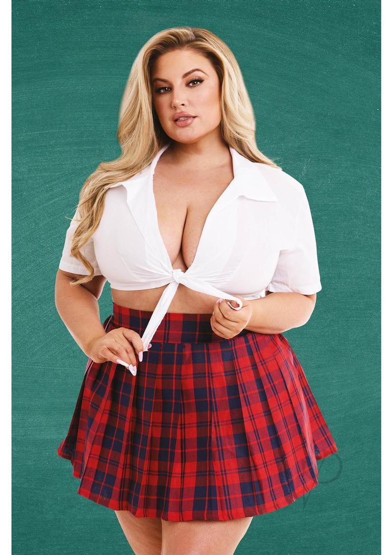 Tp Schoolgirl Costume 2pc Red/wht Qs