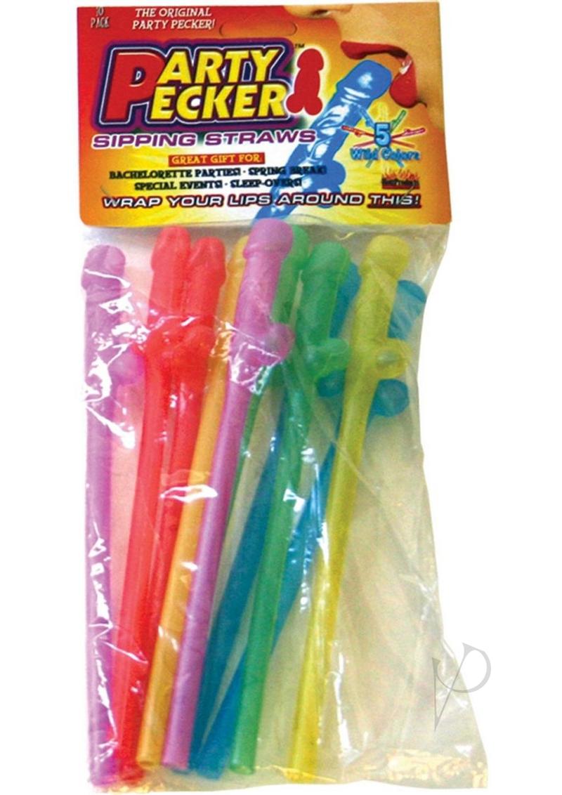 Party Pecker Straws Neon 10pk