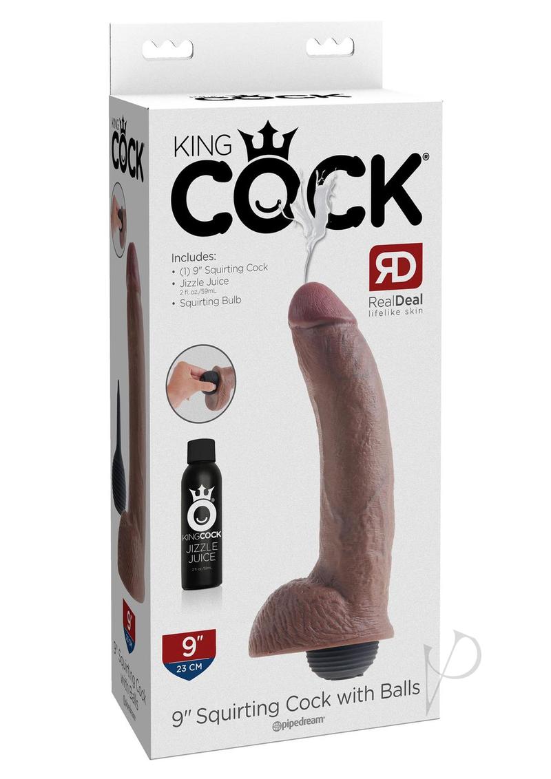 Kc 9 Squirtin Cock W/balls Brown