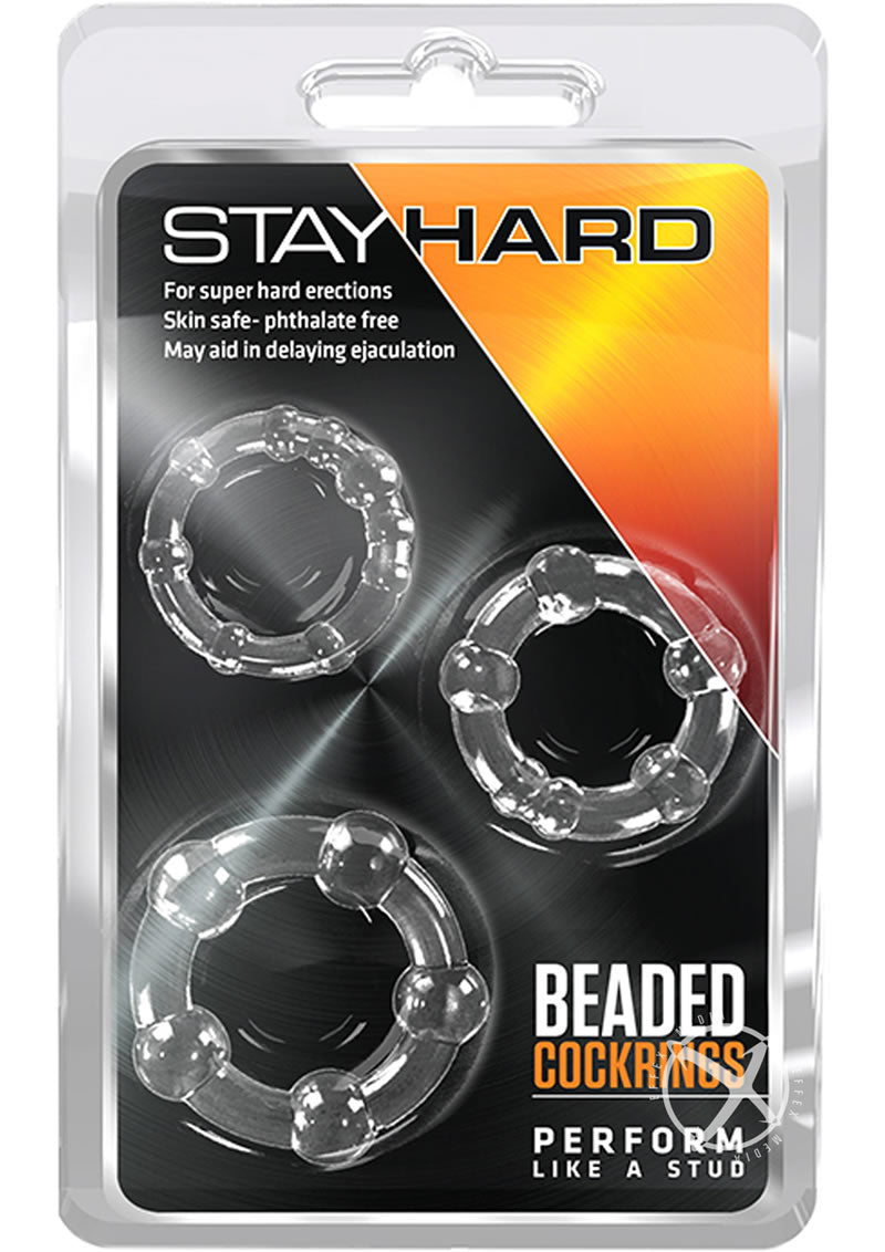 Stay Hard Beaded Cockrings Clear