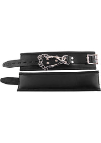 Rouge Black Padded Leather Adjustable Wrist Cuffs
