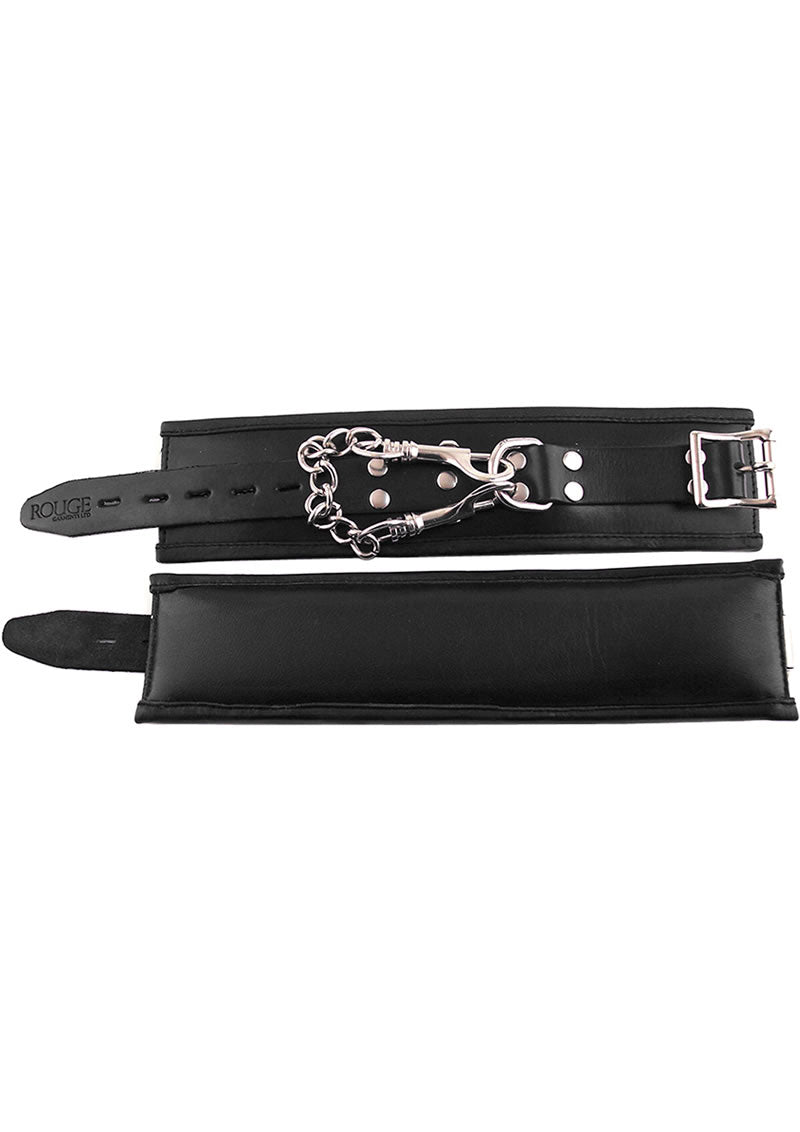Rouge Black Padded Leather Adjustable Wrist Cuffs