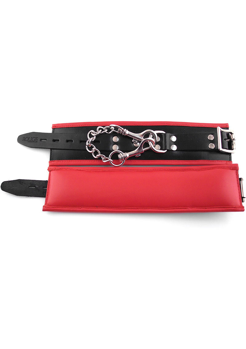 Rouge Black and Red Padded Leather Adjustable Wrist Cuffs