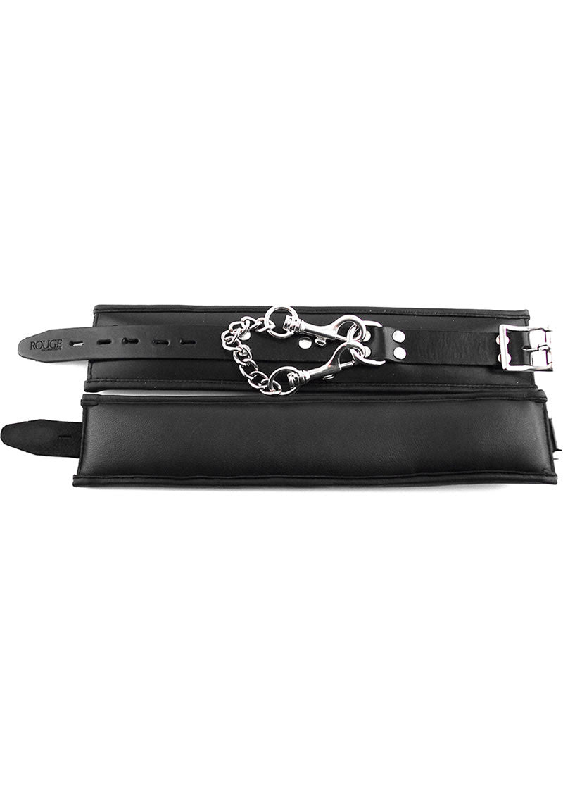 Rouge Black Padded Leather Adjustable Ankle Cuffs