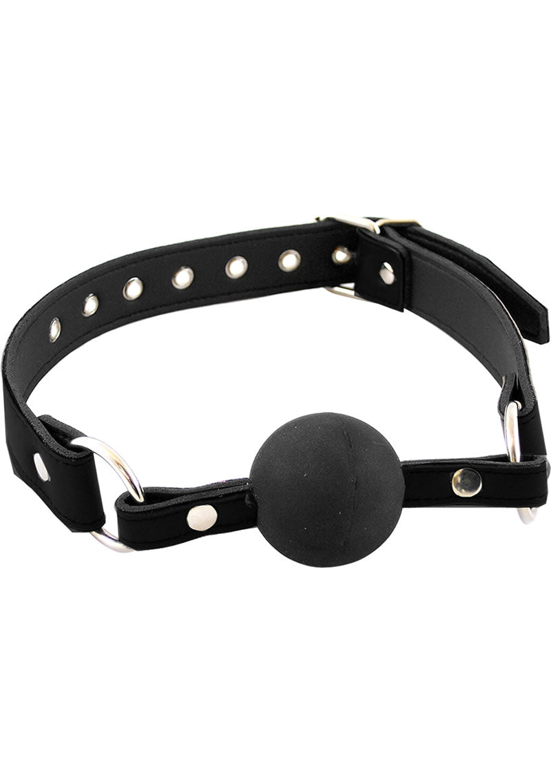Rouge Leather Adjustable Ball Gag Black