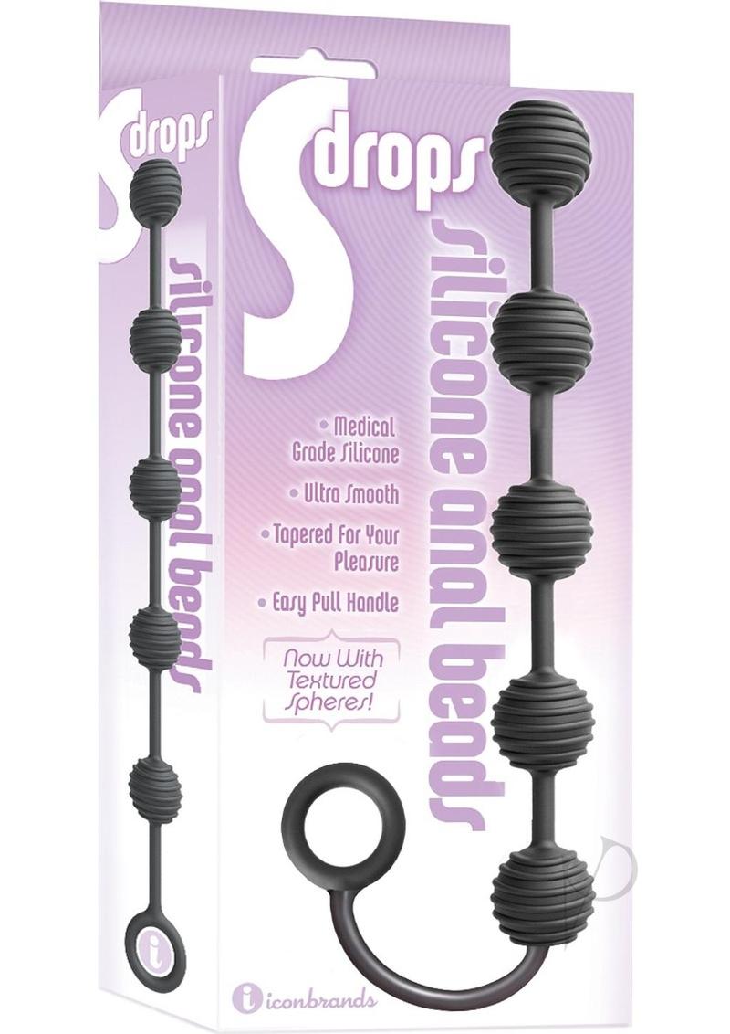 The 9 Drops Anal Beads Black Silicone