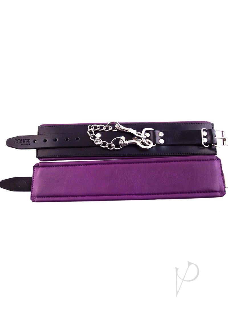 Rouge Black and Purple Padded Leather Adjustable Ankle Cuffs