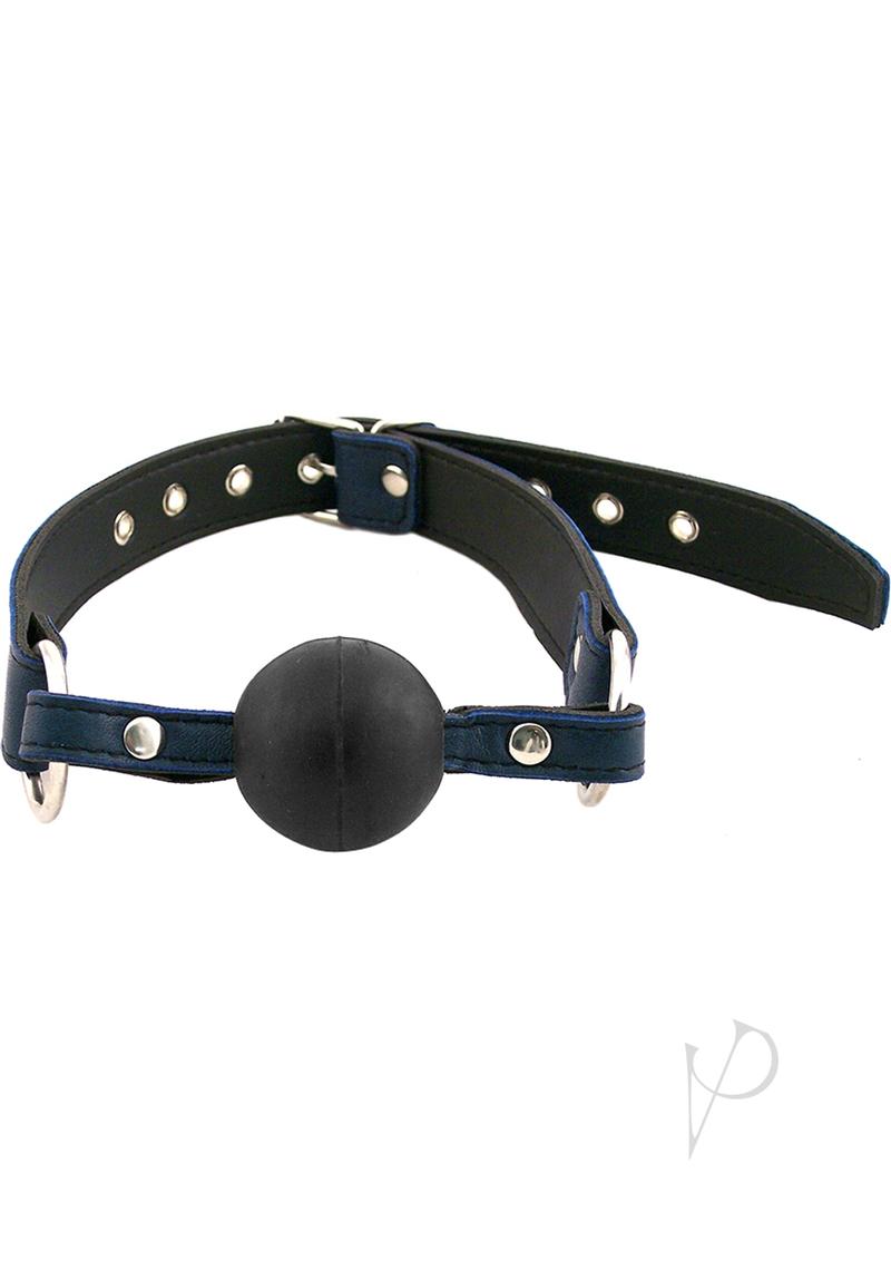 Rouge Leather Adjustable Ball Gag Blue