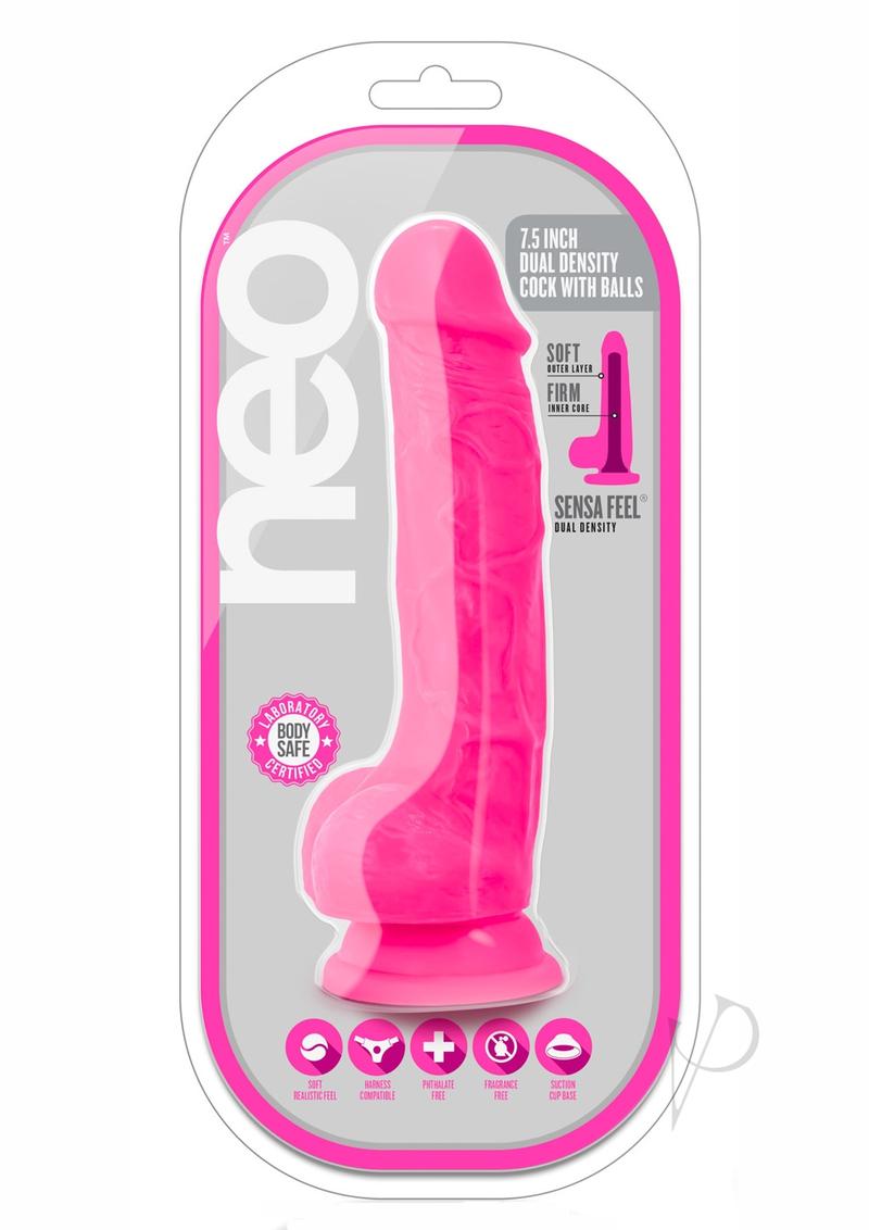Neo Dual Density Cock W/balls 7.5` Pink