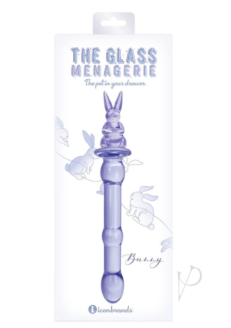 Glass Menage Rabbit Dildo Purple