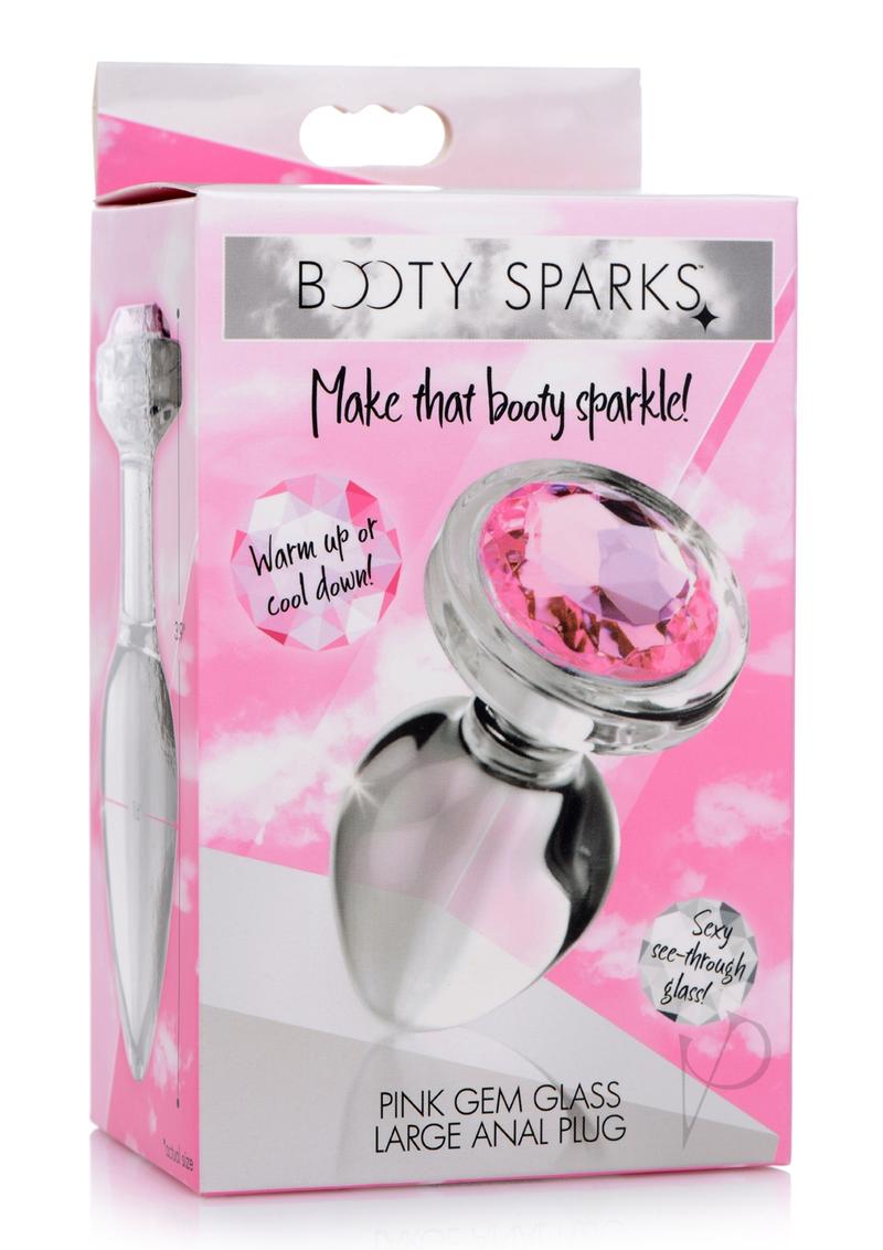 Booty Sparks Pink Gem Glass Plug Lg