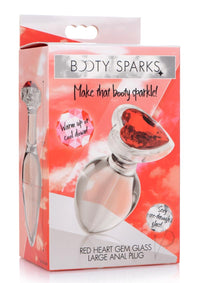 Booty Sparks Red Heart Gem Glass Plug Lg