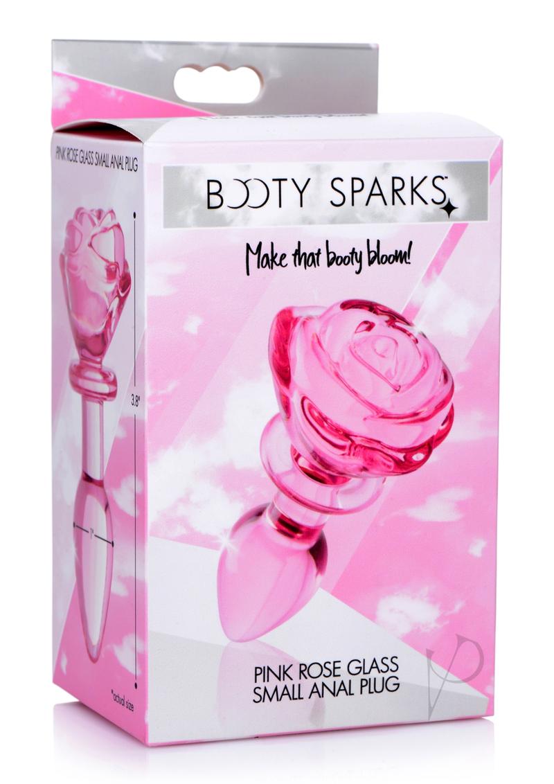 Booty Sparks Pink Rose Glass Plug Sm